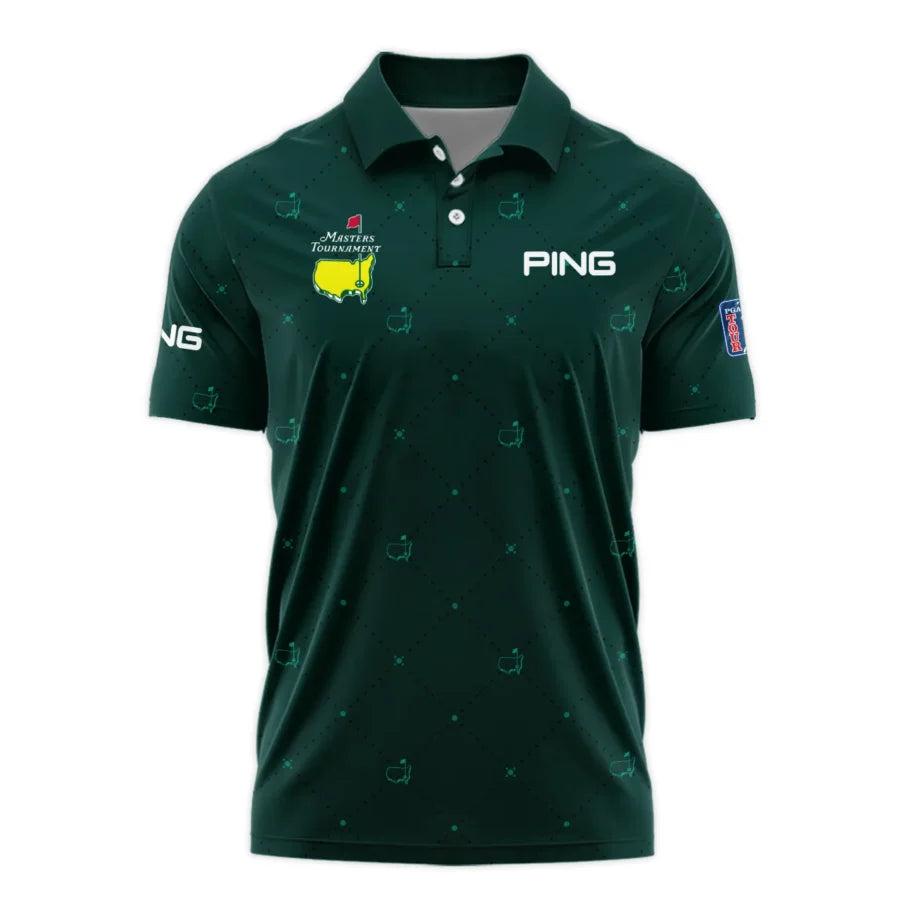 Dark Green Pattern In Retro Style With Logo Masters Tournament Ping Polo Shirt Style Classic Polo Sh