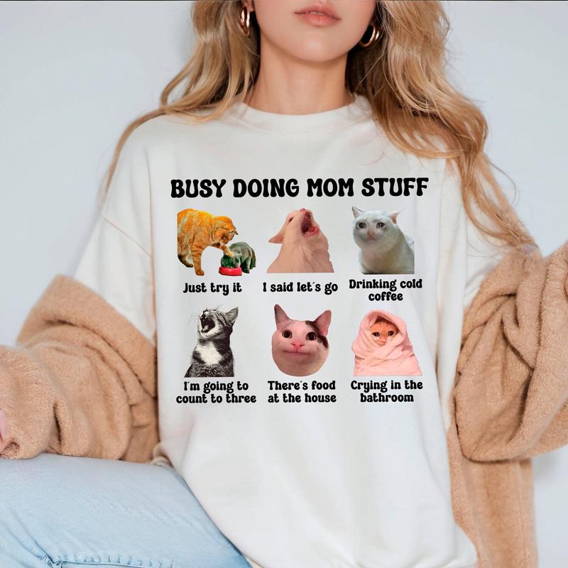 Busy Doing Mom Stuff Sweatshirt, T-shirt Funny Mama Quotes, Gift For New Mom, Mothers Day  - Functional Fashion... (Image 3)