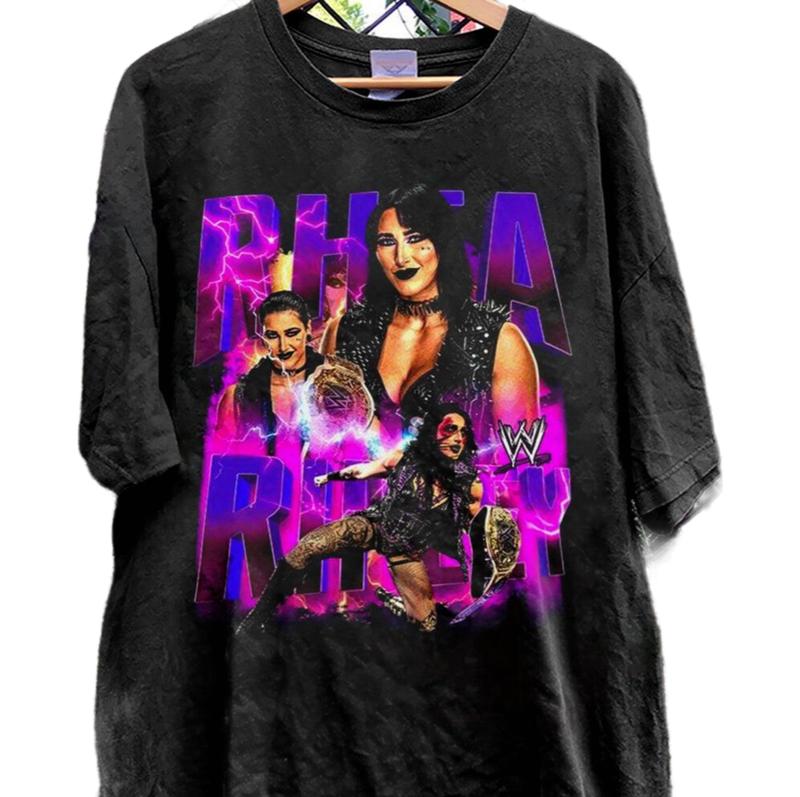 Rhea Ripley Vintage Shirt, Vintage Shirt, Rhea Ripley Fan Tees, Retro 90s Rhea Ripley Gift   Cotton T-Shirt Classic Menswear