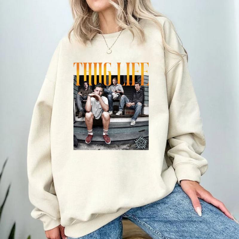 Supernatural Thug Life T-Shirt,Supernatural Vintage T Shirt, Gift For Woman and Man Unisex T-Shirt Sweatshirt Hoodie Fabric Fabric Fabric