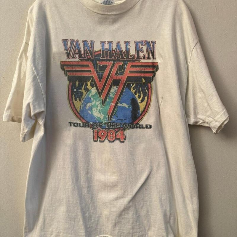 Vintage Van Halen Rock Band Tour Of The World 1984 Retro Gift Fan Music T-Shirt, Van Halen band 90s shirt, gift for her, Rock Music Band Shirt, Rock B