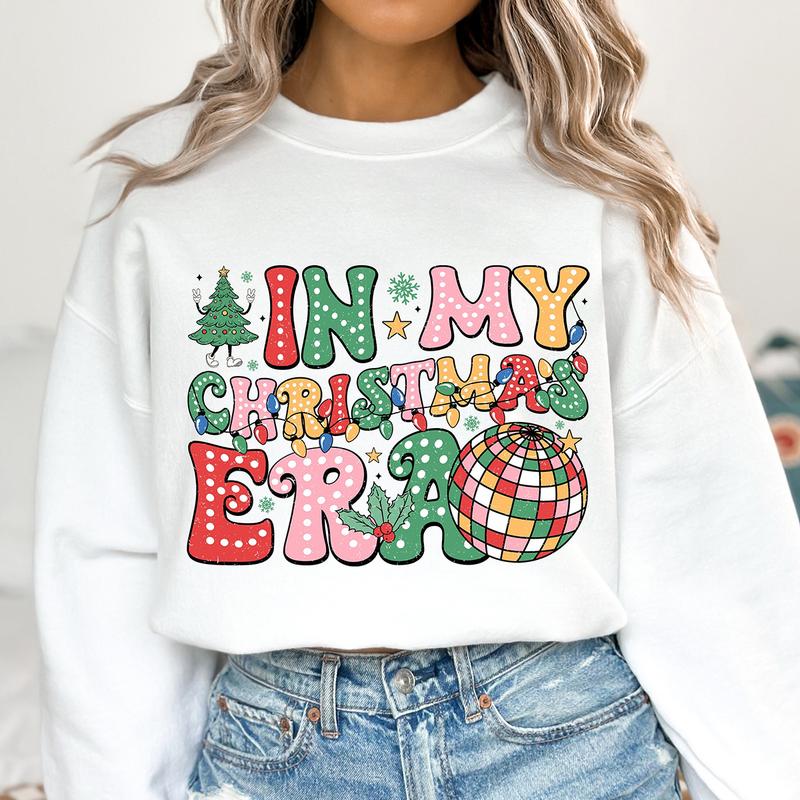 In My Christmas Era Sweatshirt, Retro Christmas Shirt, Christmas Doodle Dots, Christmas Shirt Sublimation, Merry Christmas, Vintage Christmas Tee