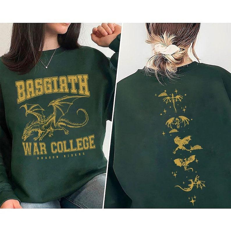 Fourth Wing Double-Sided Sweatshirt, Basgiath War College Shirt, Fourth Wing Shirt, Bookish Dragon Rider Shirt,... (Image 4)