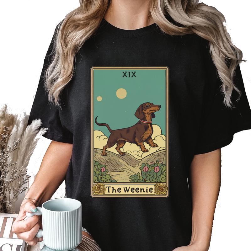 Dachshund T Shirt, Doxie Tarot Card T-Shirt Unisex Classic Cotton Hoodie Sweatshirt | TeeSparky.com (Image 2)