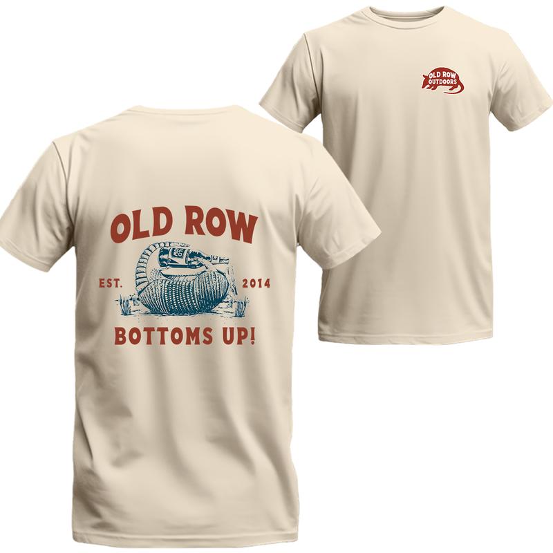 Old Row Bottoms Up Armadillo T-Shirt Graphic Tee, Graphic Short Sleeve Tee, Unisex Shirt, Menswear Top, beer shirt, drinking shirt