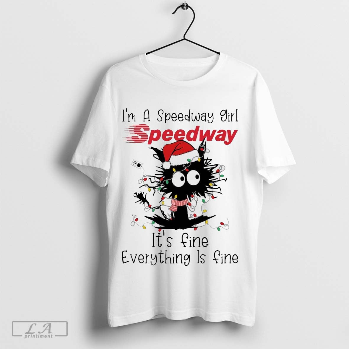 Official Santa black Cat I’m a Speedway girl it’s fine everything is fine shirt Hoodie Sweatshirt | TeeSparky.com