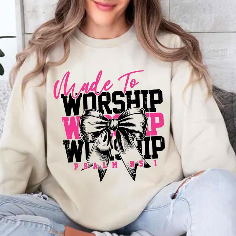 Made To Worship Retro Christian Coquette Bible Verse Unisex Sweatshirt, Christian Religious Psalm 951 Bible Verse Shirt