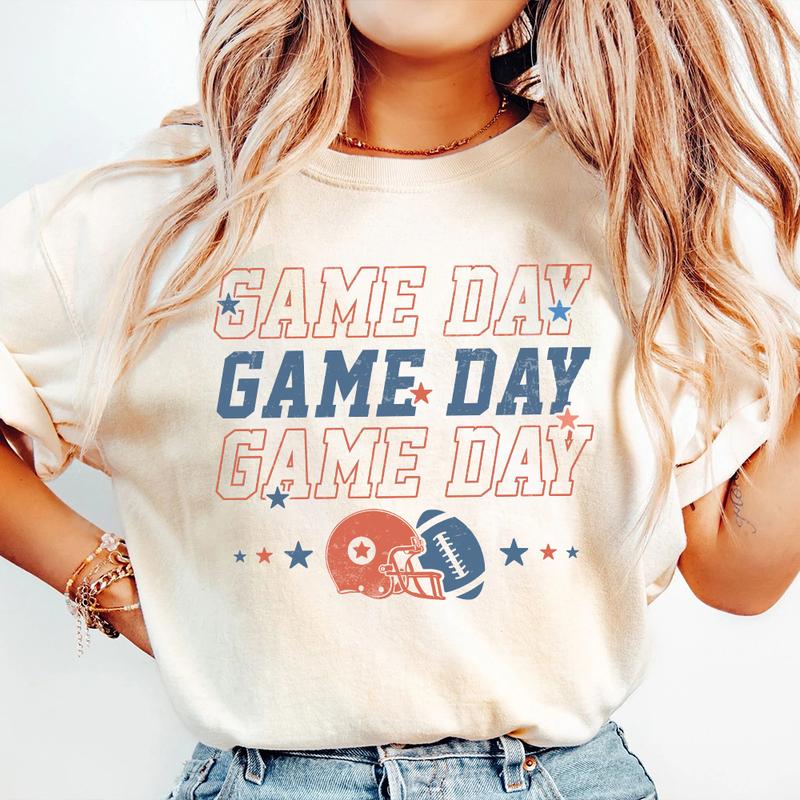 Game Day Shirt, Retro Football Shirt, Football Mom Shirt, Vintage Football Fan Football Lover Outfit, Touchdown Season Shirt For Women