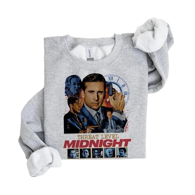 The Office Threat Level Midnight Vintage Shirts, Cotton Unisex Sweatshirt, Crew Neck, Size S- 3XL, Menswear Top, Womenswear Top Underwear Streetwear