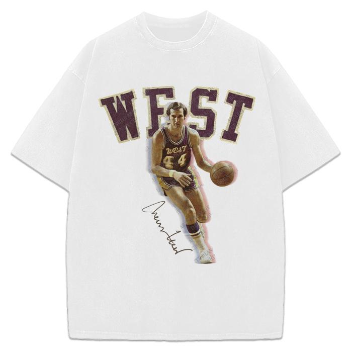 Jerry West Tribute T-Shirt The Logo Basketball Custom Fan Made Art Vintage Design Graphic Tee