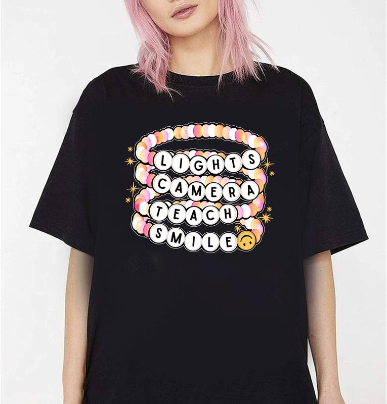 Lights Camera TEACH Smile Shirt, Vintage  Teacher Gift, Tortured Teacher Department TShirt, Back To School Gift for Teacher