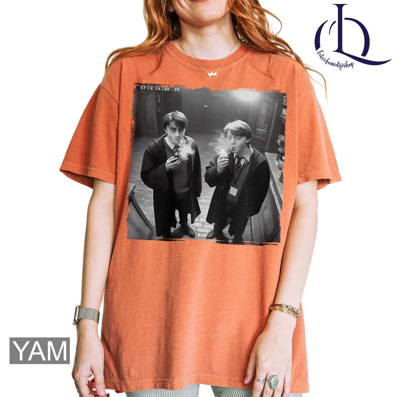 Harry and Ron Smoking T-Shirt, Funny Harry And Ron Comfort Colors Shirt, Meme 90s Vintage Shirt, Potter Tshirt, Wizarding Fan, Birthday Gift Potter