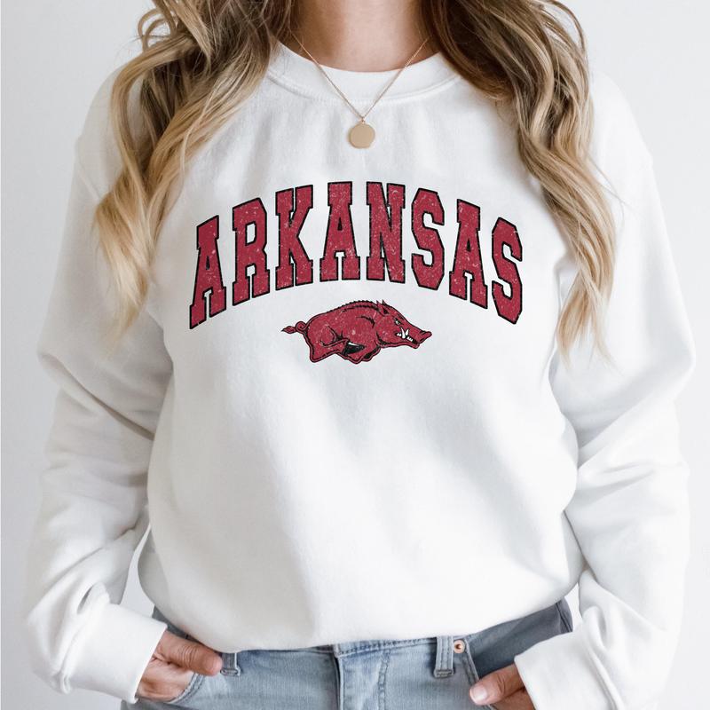 Arkansas Razorbacks Vintage Football NCAA Trendy Sweatshirt, University of Arkansas Unisex Football NCAA Shirt, Gift For Men, Gift For Girls, Crewneck, Cotton, Sweaters, Pullover