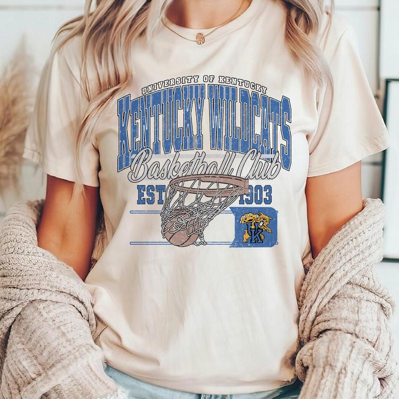 Vintage Kentucky Wildcats NCAA Division I Men's Basketball Shirt, University of Kentucky NCAA College Basketball Shirt, Crewneck, Cotton, Shirt