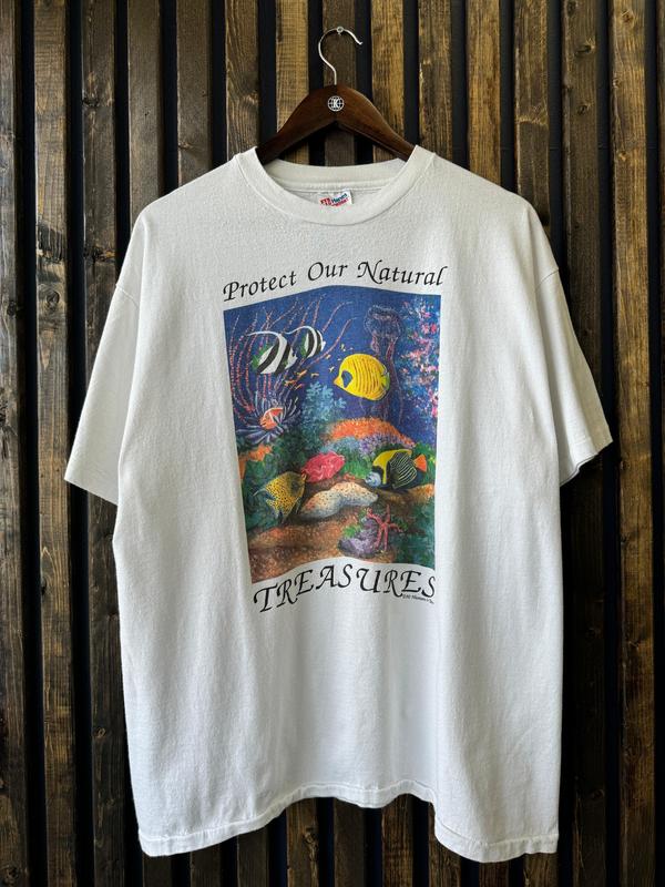 Vintage 1990 pr0tect our natural treasures ocean tee cotton shirt Streetwear