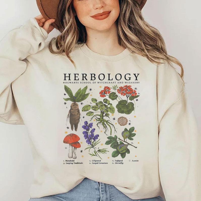 Herbology Hogwarts Sweatshirt, Magical Wizard Castle Book Sweatshirt, Witch Shirt, Bookish Reading Magic Shirt,... (Image 1)