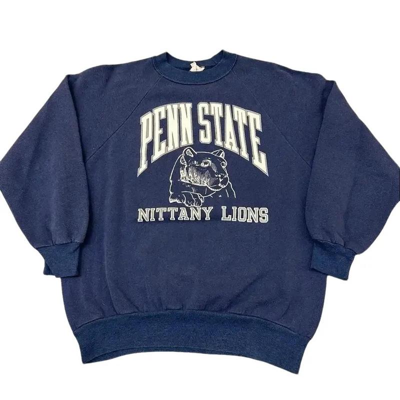 Vintage Style 1980s Penn State Nittany Lions NCAA T-Shirt Sweatshirt Pullover Hoodie Reprinted Gift For NCAA Fans Cotton Menswear