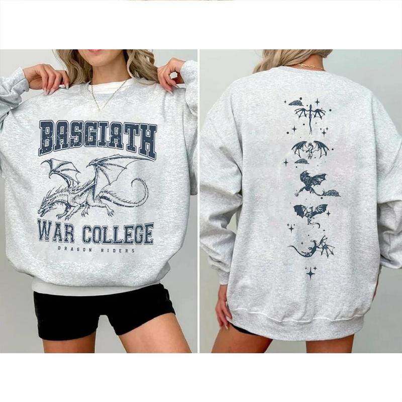 Fourth Wing Double-Sided Sweatshirt, Basgiath War College Shirt, Fourth Wing Shirt, Bookish Dragon Rider Shirt,... (Image 1)