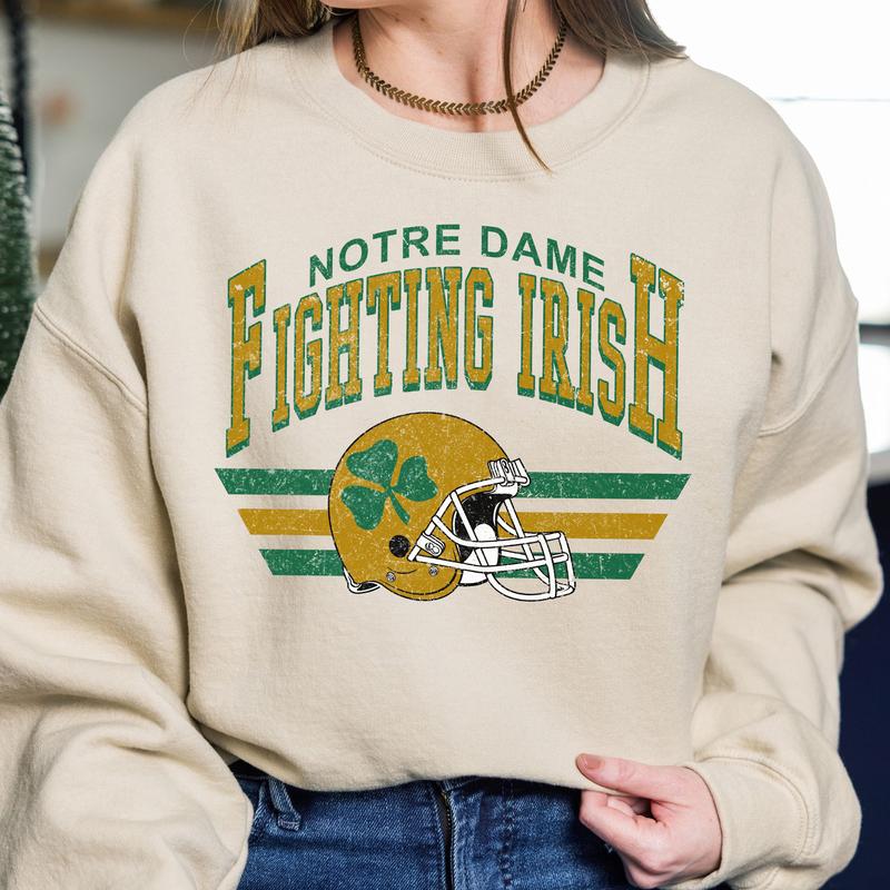 Notre Dame Fighting Irish Vintage Football NCAA Sweatshirt, Vintage University Of Notre Dame Sweatshirt, Unisex Vintage Sweatshirt NCAA, Classic Sport Sweatshirt, Gifts For Football Fan Sport