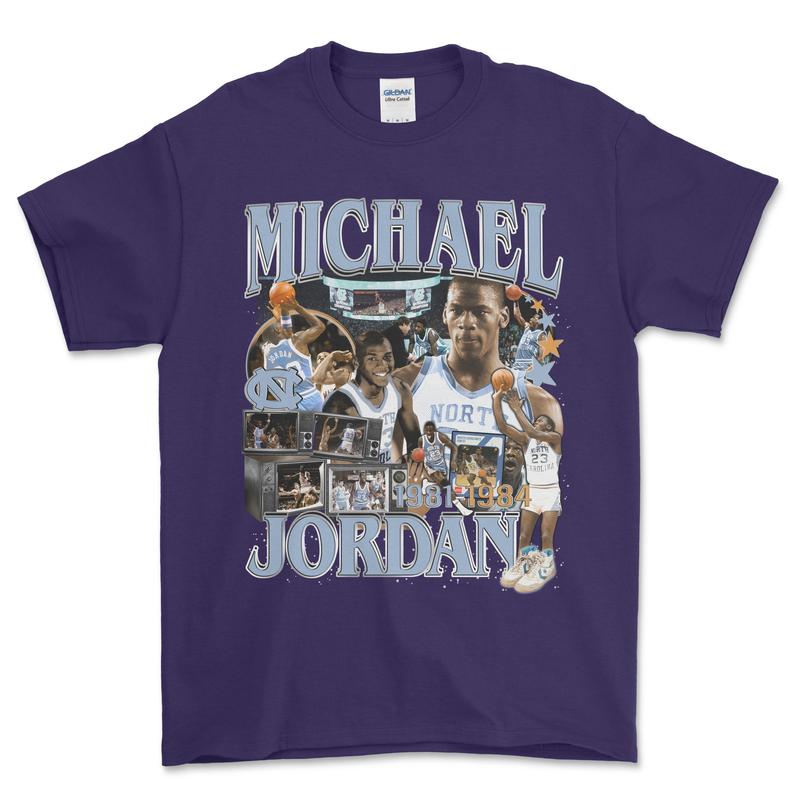 Michael J North Carolina T-Shirt, graphic vintage sports tees for men