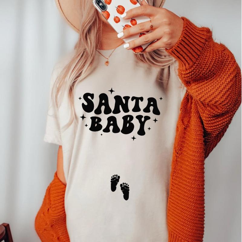 Christmas Pregnancy Announcement Sweatshirt, Santa Baby Shirt,Pregnant Tee,Baby Announcement,Christmas... (Image 5)