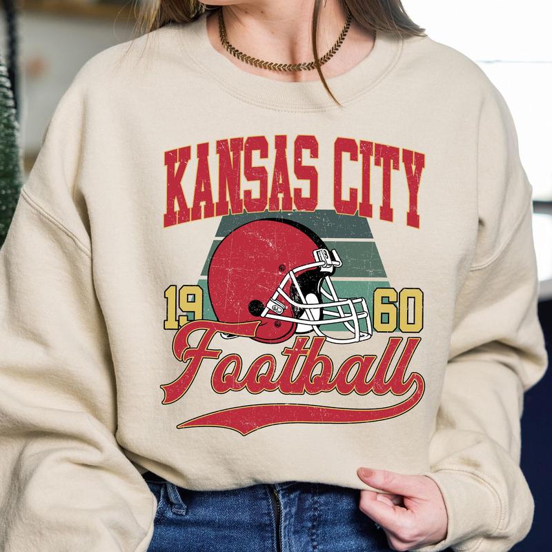 Kansas City Vintage Football Crewneck Sweatshirt, Vintage Kansas City Football Sweatshirt For Sports Fans Unisex, Gift For Fan