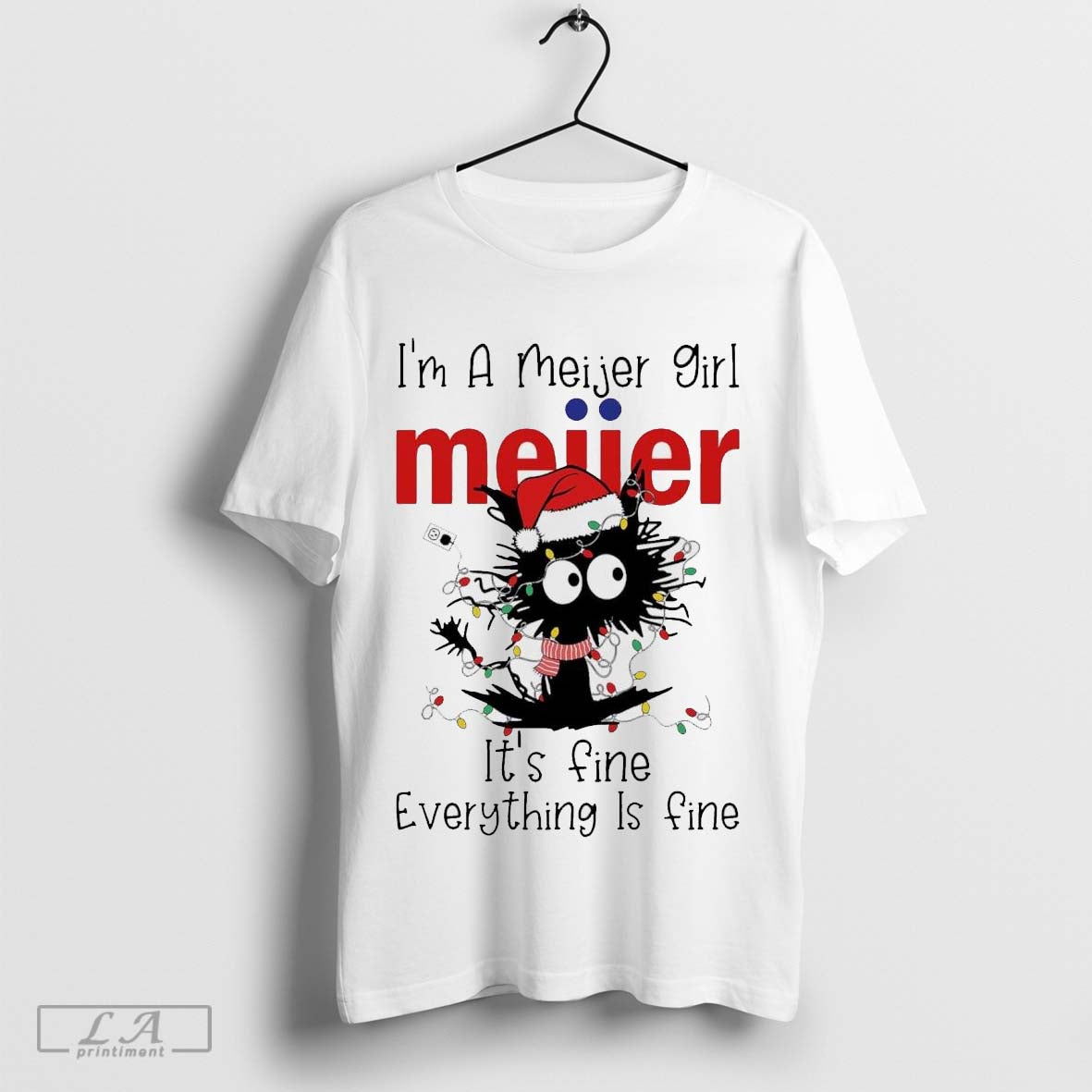 Official Santa black Cat I’m a Meijer girl it’s fine everything is fine christmas light shirt Hoodie Sweatshirt