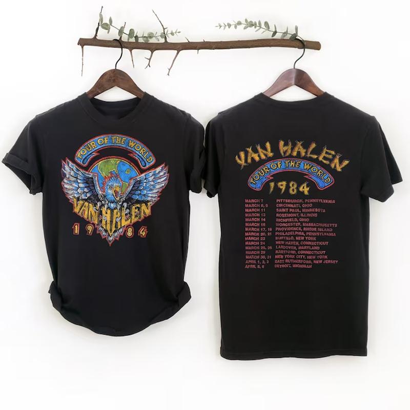 RARE!! Vintage 1984 Van Halen World Tour Monsters of Rock Shirt S-5XL Gift Fans, Van Halen Band Concert Shirt, tour Shirt, Band Tour Tee, concert tour