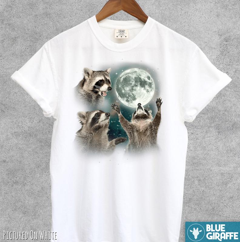 Three Raccoons Vintage Shirt, Retro Raccoon Moon Tshirt, Raccoon Lovers T Shirt, Funny Raccon Tee, Oversized Washed Tee, Raccoon Gifts, Comfort Colors