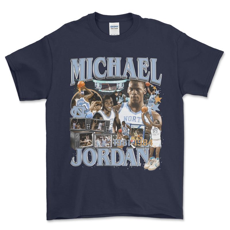 Michael J North Carolina T-Shirt, graphic vintage sports tees for men