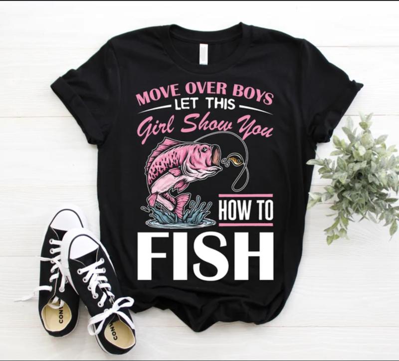 Move Over Funny Girls Fishing T-Shirt, Fisherman Fish Line Lover Gifts Hoodie Sweatshirt | TeeSparky.com (Image 1)