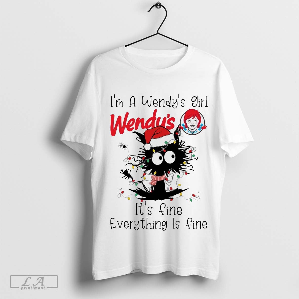 Official Santa black Cat I’m a Wendy’s girl it’s fine everything is fine shirt Hoodie Sweatshirt | TeeSparky.com