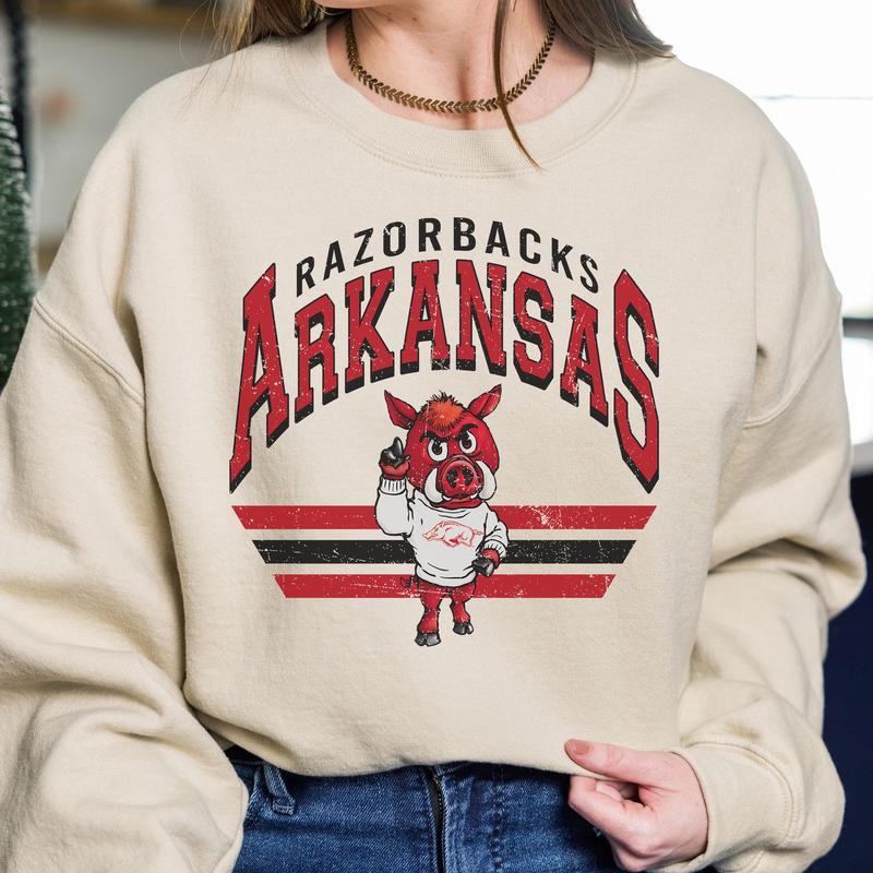 Arkansas Razorbacks Vintage Football NCAA Sweatshirt, Vintage Sweatshirt NCAA, Classic Sport Sweatshirt, Gifts For Football Fan Sport