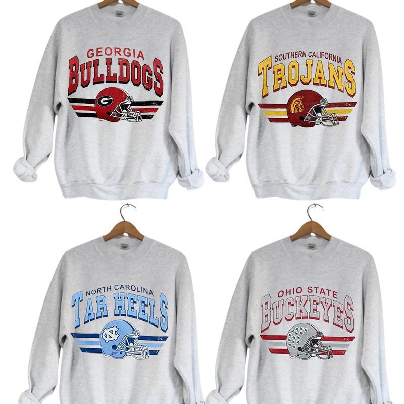 Vintage Football NCAA Sweatshirt, Ash Grey, Vintage Sweatshirt All Teams NCAA, Classic Sport Sweatshirt, Gifts For Football Fan Sport, Crewneck Menswear