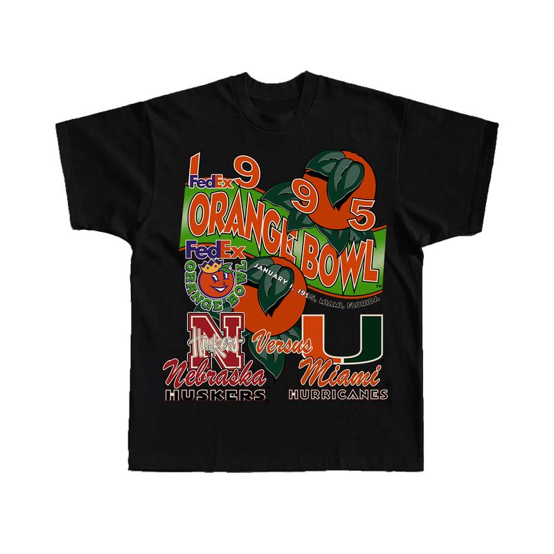 Vintage NCAA Orange Bowl Basketball College T-Shirt Cotton Short-sleeve Retro Streetwear Tshirt Menswear Top