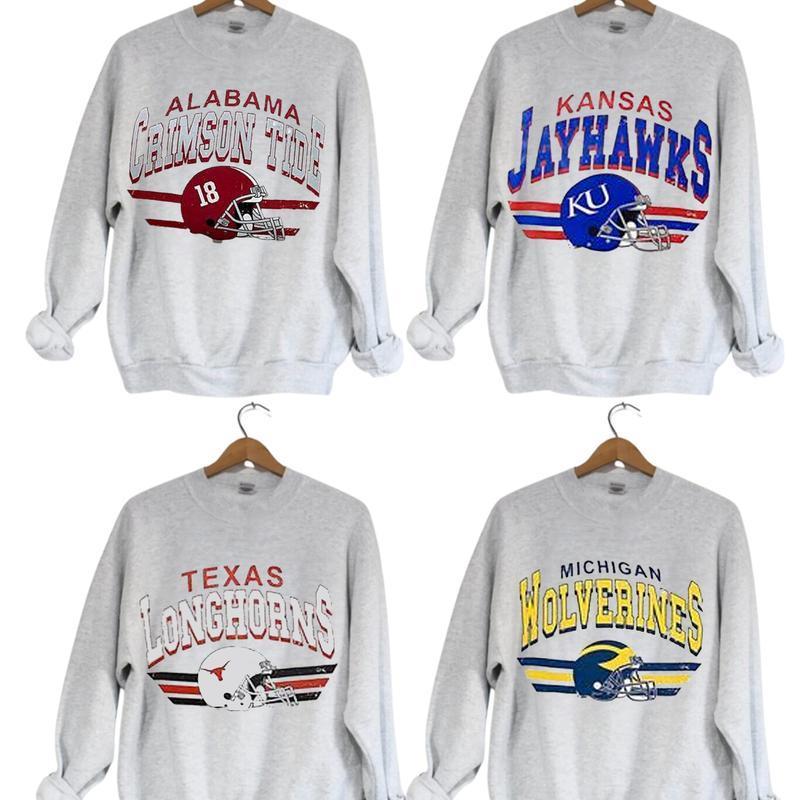 Vintage Football NCAA Sweatshirt, Ash Grey, Vintage Sweatshirt All Teams NCAA, Classic Sport Sweatshirt, Gifts For Football Fan Sport, Crewneck Menswear