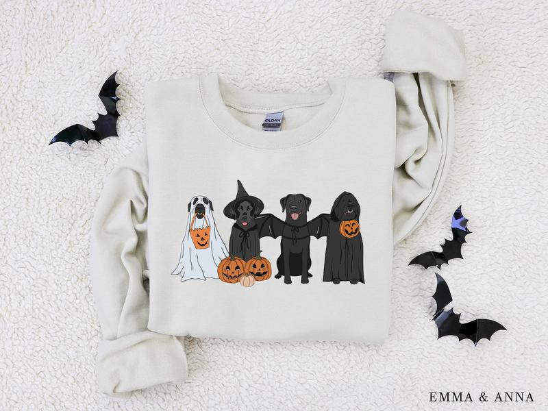 Black Labrador Halloween Sweatshirt, Ghost Dogs Sweatshirt, Halloween Dog, Halloween Shirts, Fall Sweater,... (Image 2)
