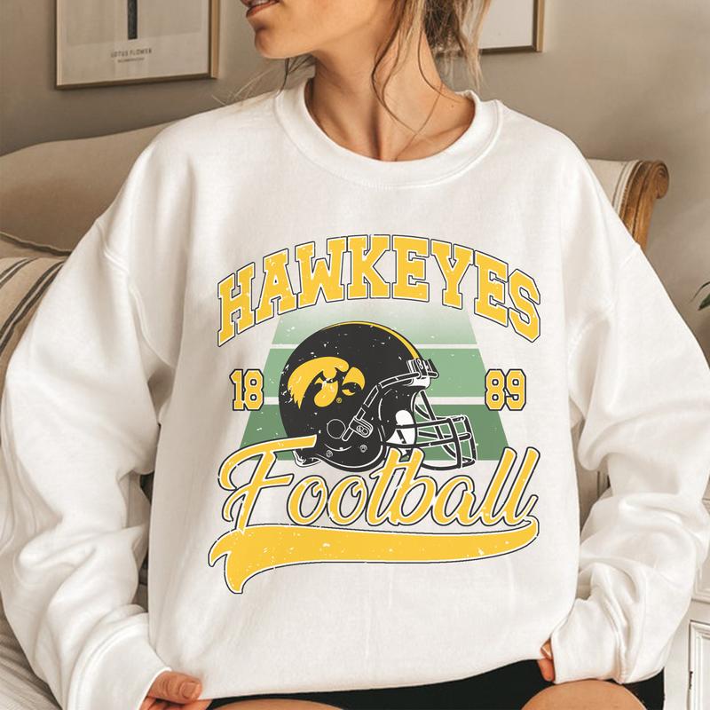 8. Iowa Hawkeyes NCAA Vintage Sweatshirt, University of Iowa Sports Sweater, Classic Fashion Apparel Gifts for Men and Women