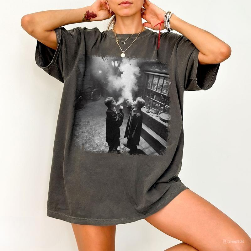 Harry and Ron Smoking Shirt, Harry And Ron T-Shirt, Meme 90s Vintage Shirt, Potter Tshirt, Wizarding Fan, Full Size, Full Color, Gift For Her, Gift Fo
