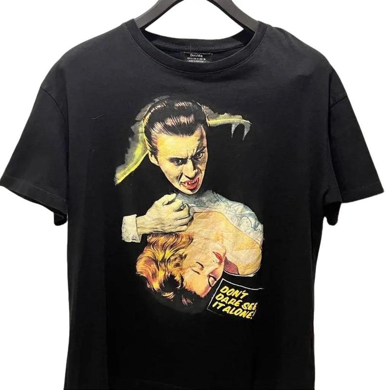 Vintage Dracula T-shirt Black Vampire Halloween, Vintage Halloween Shirt Cotton Menswear