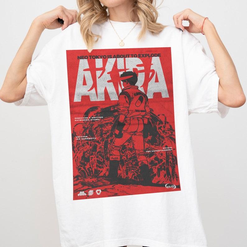 Akira T-Shirt, Anime Movie Gift Shirt, Vintage Retro 80s Manga Japanese Neo Tokyo Red Graphic Tshirt Cotton Top