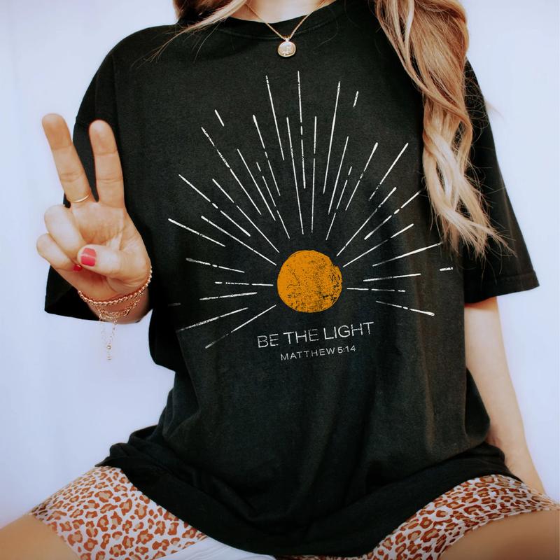 Be The Light Mathew 514 Sunburst Vintage Bible Verse Shirt, Christian Celestial Boho Sun Unisex Tee t shirt