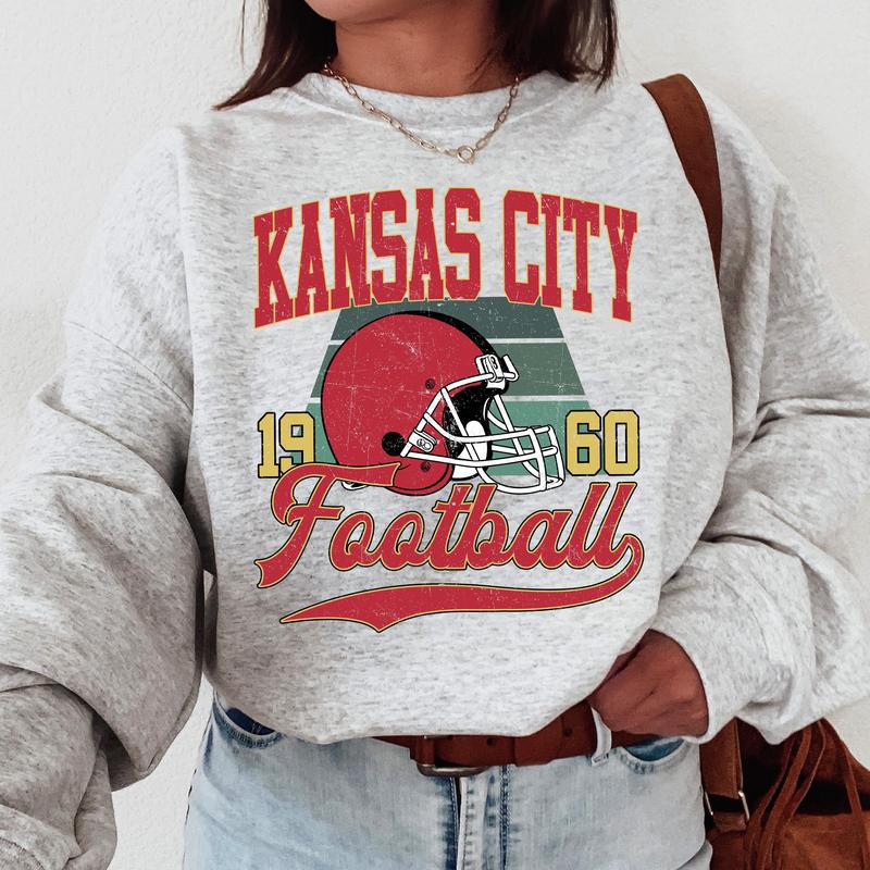 Kansas City Vintage Football Crewneck Sweatshirt, Vintage Kansas City Football Sweatshirt For Sports Fans Unisex, Gift For Fan