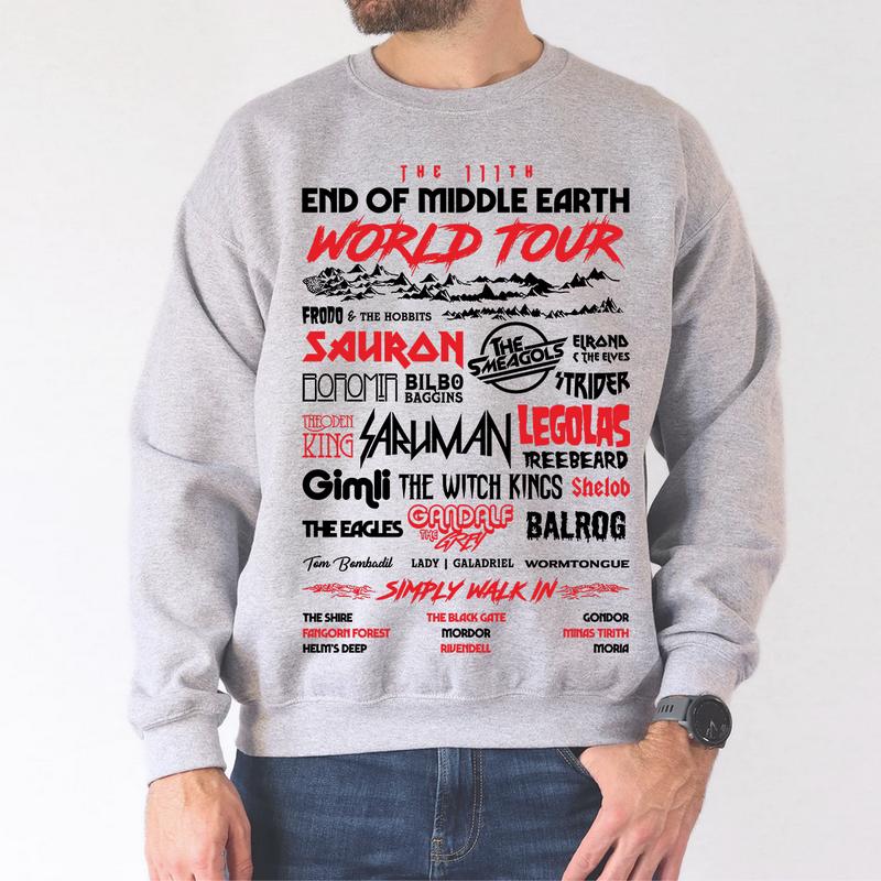 LOTR Middde Earth World Tourr T shirt Hoodie Sweatshirt