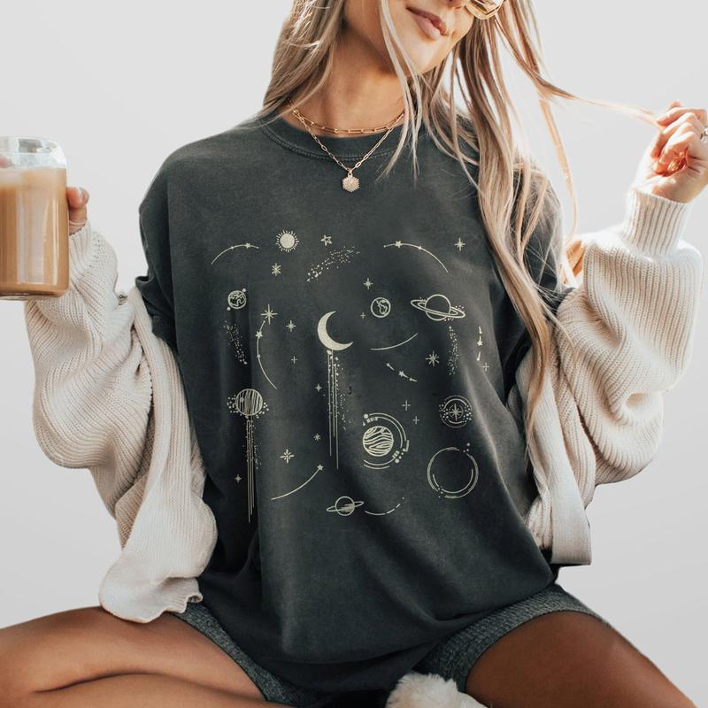 Comfort Celestial Shirt, Vintage Astrology Shirt, Spiritual Shirt for Women, Aesthetic TShirt Gift for Her, Moon Tee, Mystical T-Shirt, Boho Moon Phas