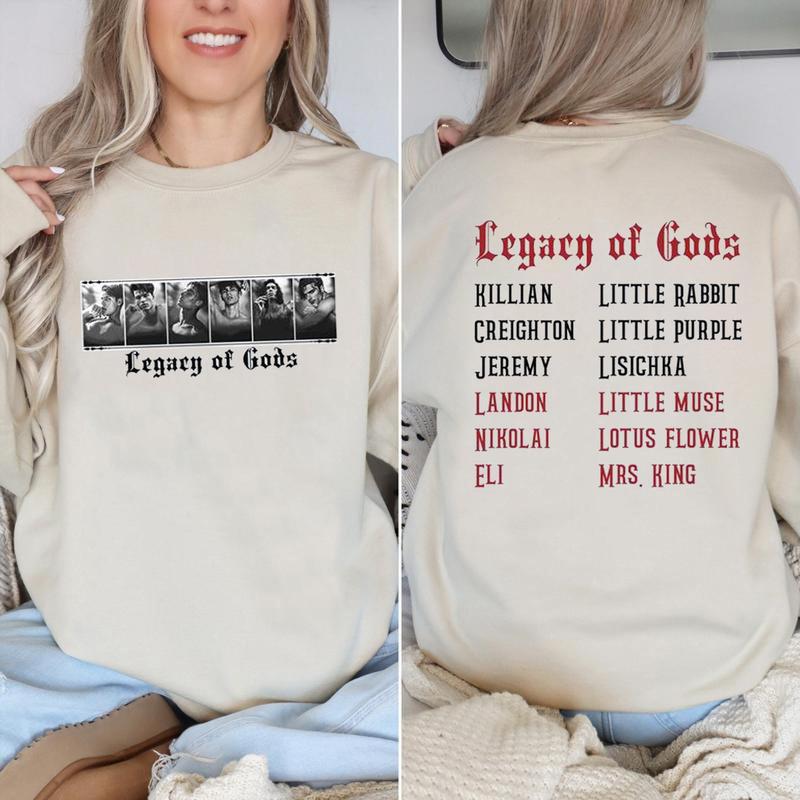Legacy of Gods Series Book Sweatshirt, Killian, Creighton, Jeremy, Landon, Nikolai, Eli, Dark Romance Smutty... (Image 1)
