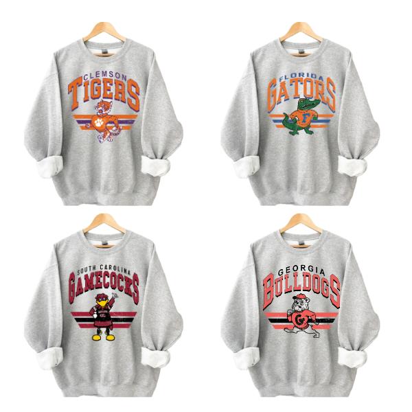 Vintage College Football Mascot Crewneck Sweatshirt, Vintage Sweatshirt All Teams NCAA, Classic Sport Sweatshirt, Gifts For Sport, Color Sport Grey