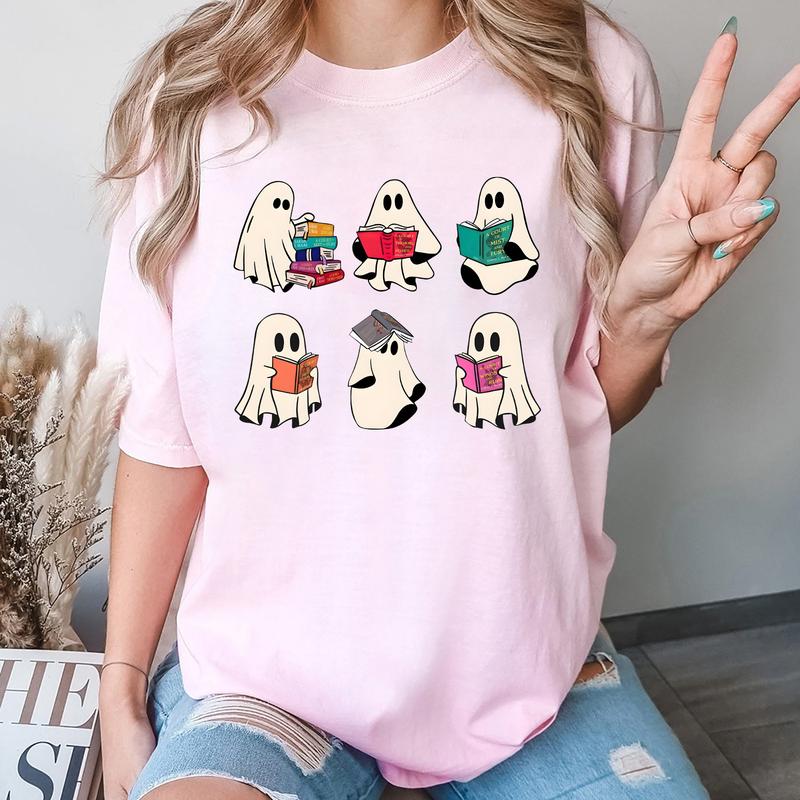 Halloween Bookish Ghost Crewneck Sweatshirt Hoodie Tshirt, Halloween 2024 Gifts | TeeSparky.com (Image 4)