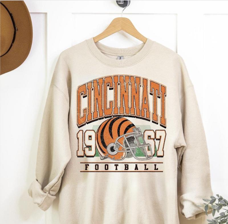 Cincinnati Football Vintage Crewneck Sweatshirt TShirt,Game Day Pullover,90s Cincinnati Football Game Day Apparel,Bengal Fan Gift, Full Sizes, Full Co