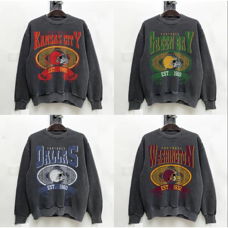 Vintage Football Dark Heather Crewneck Sweatshirt, Classic for All Teams, Gift for Everyone, Gift for Fan